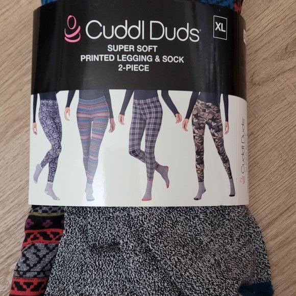 Cuddl Duds Pants - XLARGE Cuddl Duds Legging Sock 2-piece set Fair Isle 976